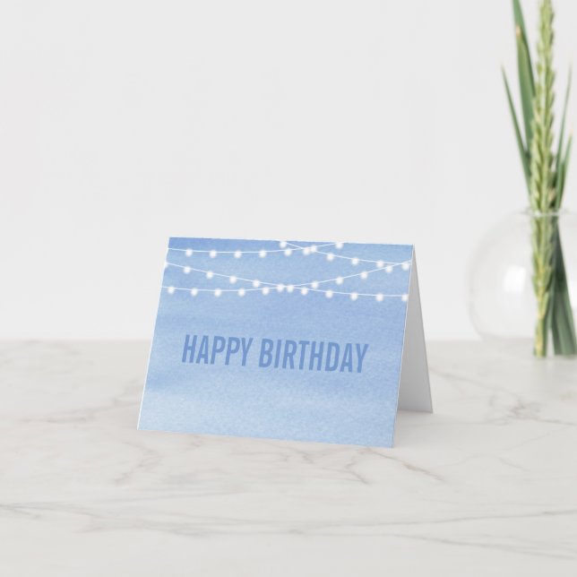 Watercolor String Lights Birthday Card (Front)