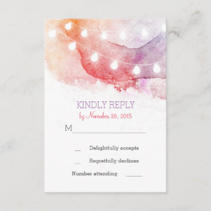 watercolor string lights RSVP cards