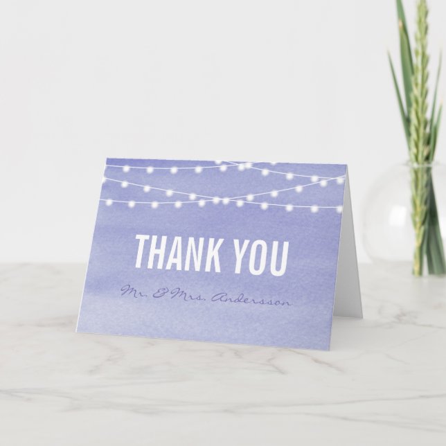 Watercolor String Lights Thank You Card (Front)