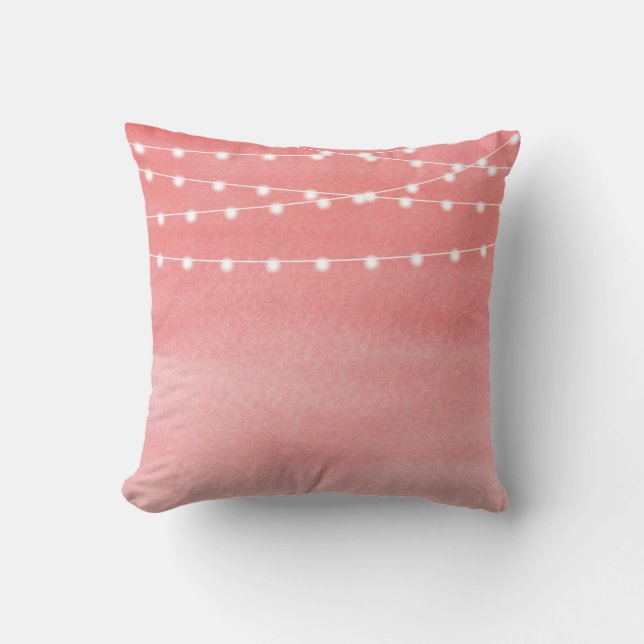 Watercolor String Lights Throw Pillow (Front)