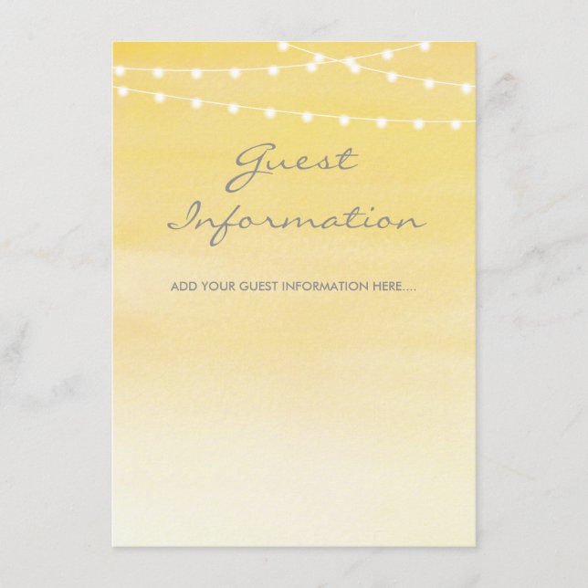 Watercolor String Lights Wedding Enclosure Card (Front)