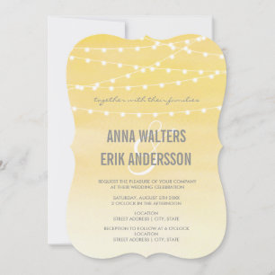 Watercolor String Lights Wedding Invitation