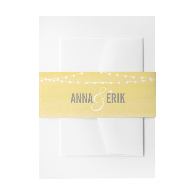 Watercolor String Lights Wedding Invitation Belly Band (Front Example)