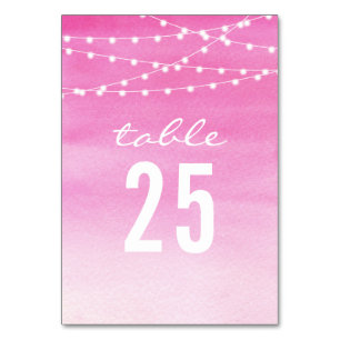 Watercolor String Lights Wedding Table Number