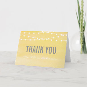 Watercolor String Lights Wedding Thank You Card