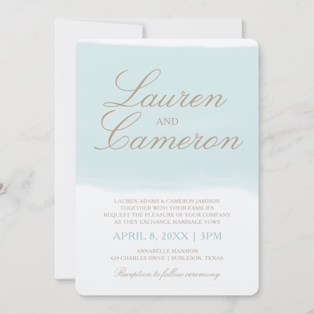 Watercolor Strip Invitation | Beach Turquoise (Front)