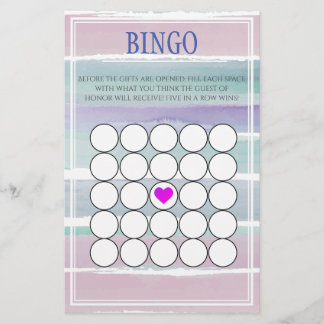 Watercolor Striped Baby Shower Bingo