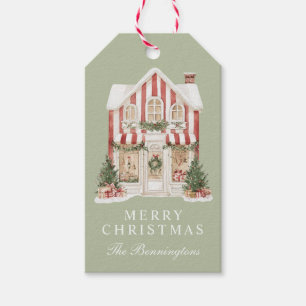 Watercolor Striped Christmas Boutique Personalised Gift Tags