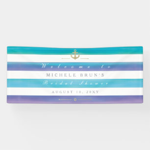 Watercolor Striped Nautical Bridal Shower Banner