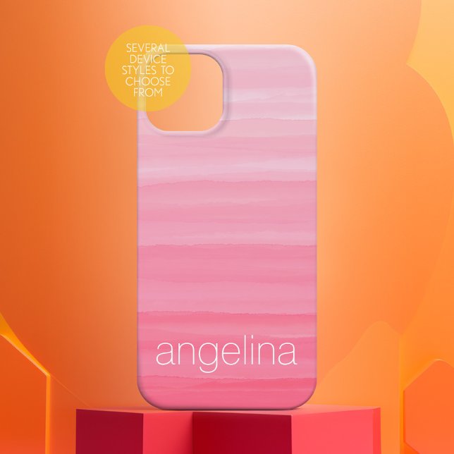 Watercolor Striped Pattern with Custom Name (Personalized Phone Case - Many Device Styles to Choose From)