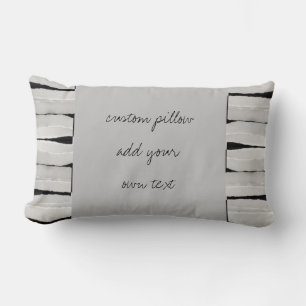  watercolor stripes add text grey and black lumbar cushion