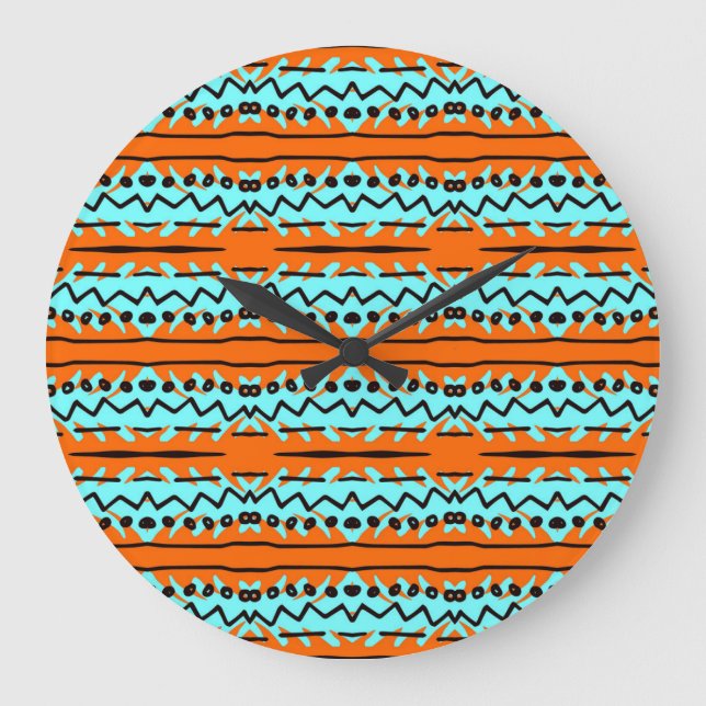 Watercolor stripes, bright colourful pattern. large clock (Front)