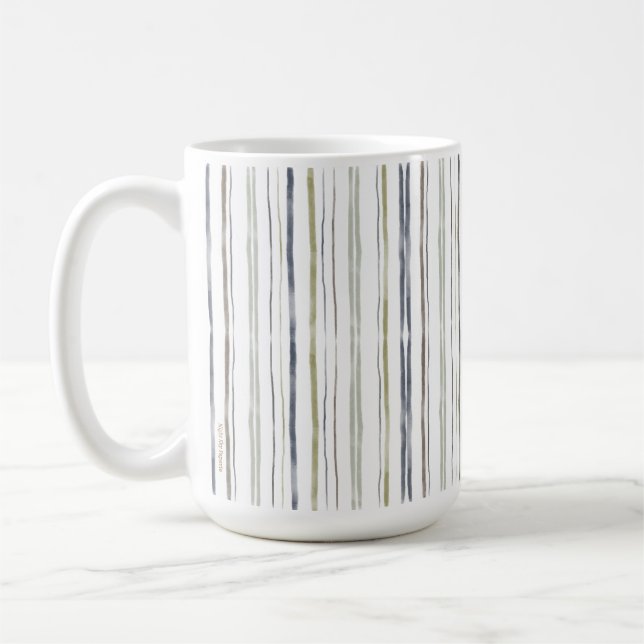 Watercolor Stripes Coffee Mug | 15 oz | Ceramic (Left)