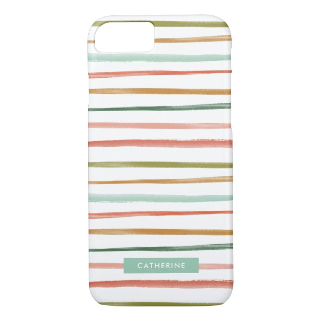 Watercolor Stripes Custom Name Case-Mate iPhone Case (Back)