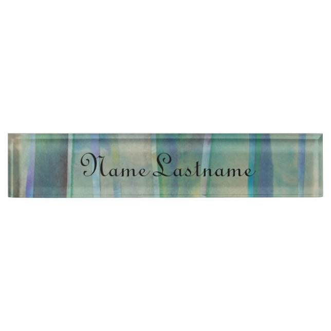 Watercolor Stripes Desk Nameplate (Front)