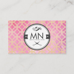 Watercolor Stripes Fancy Gold Circle Edition Business Card