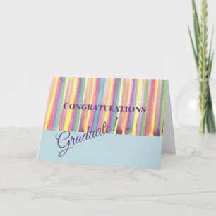 Watercolor Stripes Graduation Card