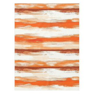 Watercolor Stripes in Coffee and Orange Tones Tablecloth