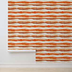 Watercolor Stripes in Coffee and Orange Tones Wallpaper
