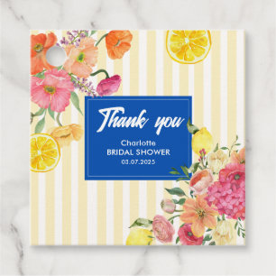 Watercolor stripes italian lemon Bridal Shower Favour Tags
