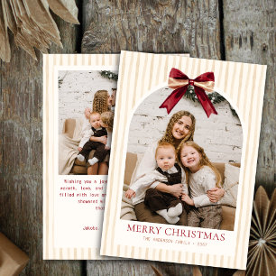 Watercolor Stripes Merry Christmas 2 Photo Holiday Card