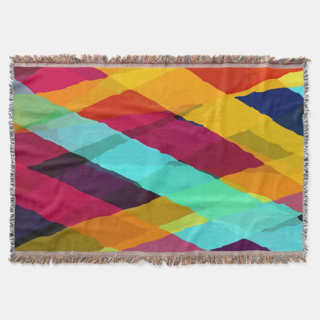 Watercolor Stripes Motifs 2 Throw Blanket (Front)