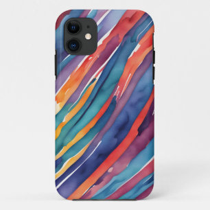 Watercolor Stripes Orange, Pink Blue Green Purple Case-Mate iPhone Case