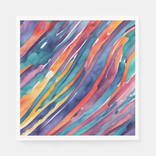Watercolor Stripes Orange, Pink Blue Green Purple Napkin