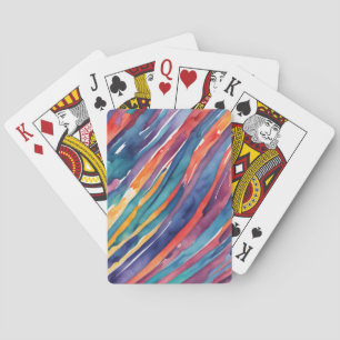 Watercolor Stripes Orange, Pink Blue Green Purple  Playing Cards