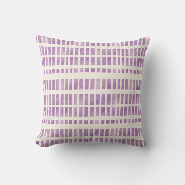 Watercolor Stripes Pattern Pillow in Purple (Front)
