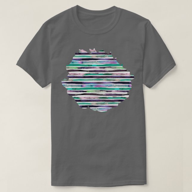 Watercolor stripes Purple green T-Shirt (Design Front)