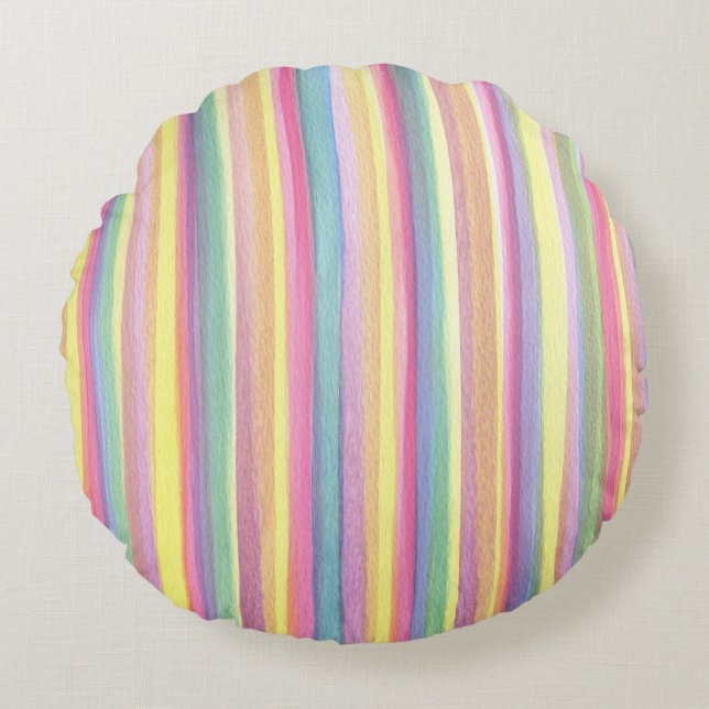 Watercolor Stripes Round Cushion (Front)