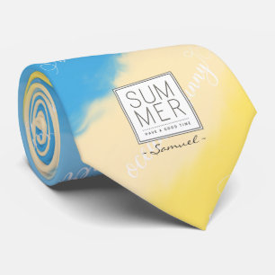 Watercolor Stripes Summer Calligraphy Tie