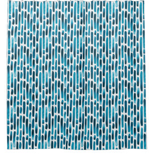 Watercolor Strokes 091121 - Cyan Blue Toned Shower Curtain