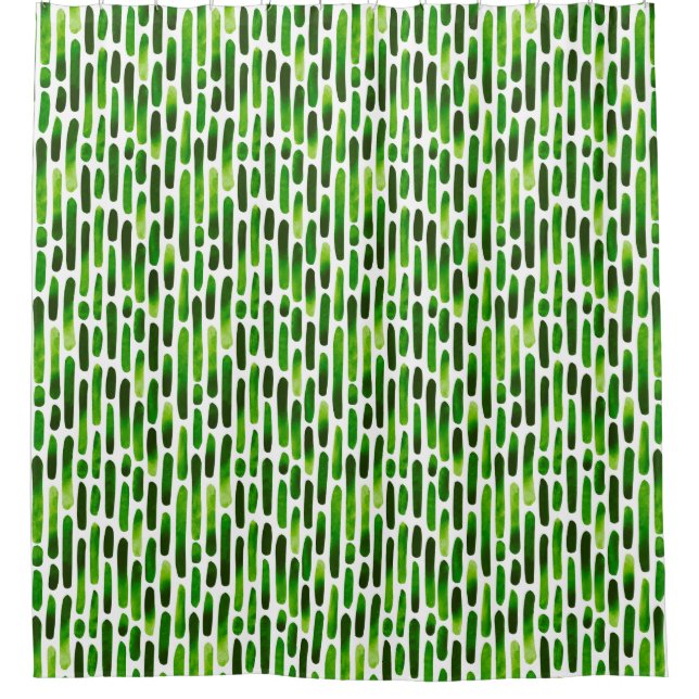 Watercolor Strokes 091121 -  Grassy Green Toned Shower Curtain (Front)