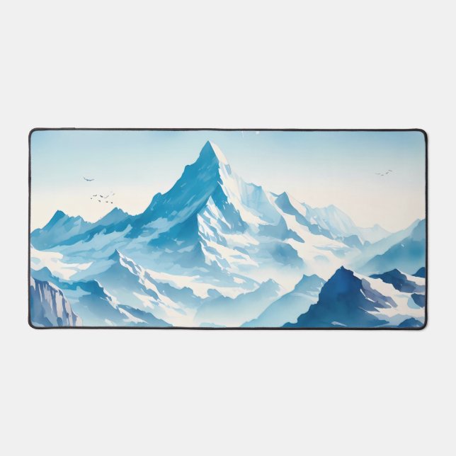 Watercolor Stunning alpine scenery Desk Mat (Front)