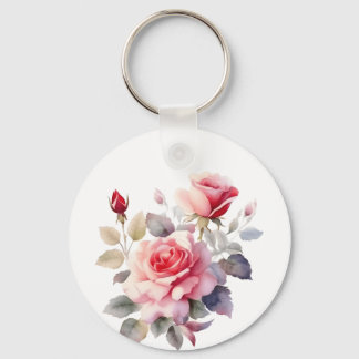Watercolor Stunning Blooming Roses Pillow Cover  Key Ring