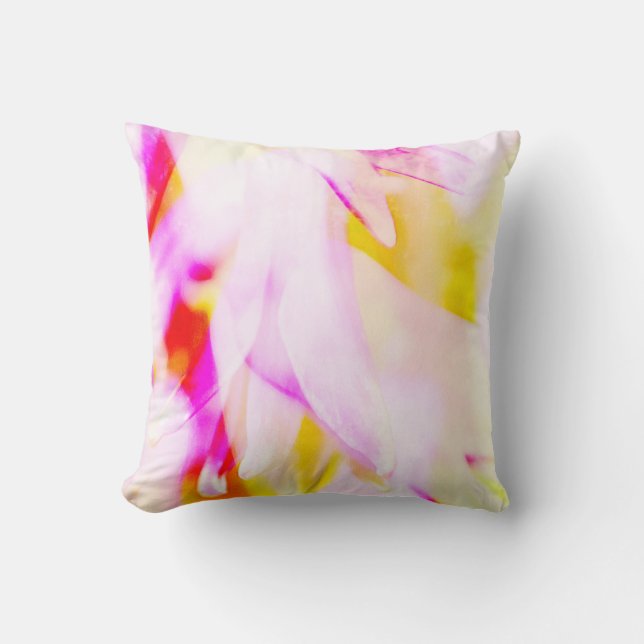 Watercolor Style Flower Art Throw Pillow (Front)