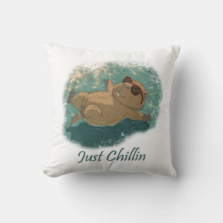 Watercolor Style Fun Capybara Just Chillin Quote Cushion