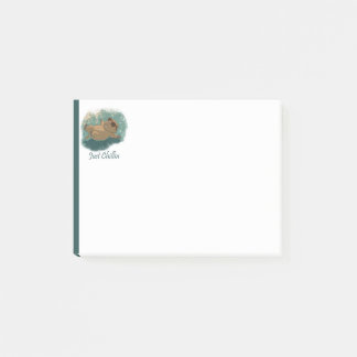 Watercolor Style Fun Capybara Just Chillin Quote Post-it Notes