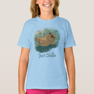  Watercolor Style Fun Capybara Just Chillin Quote T-Shirt