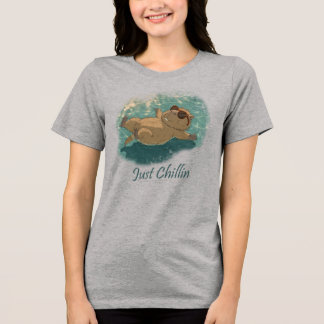 Watercolor Style Fun Capybara Just Chillin Quote Tri-Blend Shirt
