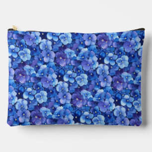 Watercolor Style Pansies Blue Purple Large Accessory Pouch