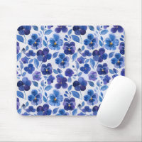 Watercolor Style Pansies Purple Blue Floral Print