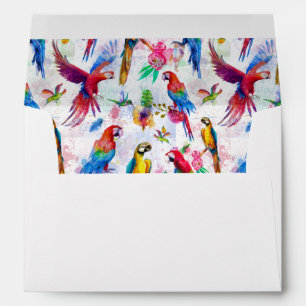 Watercolor Style Parrots Envelopes