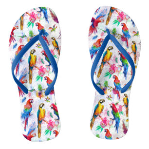 Watercolor Style Parrots Jandals