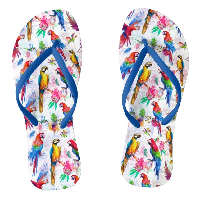 Watercolor Style Parrots Jandals (Footbed)