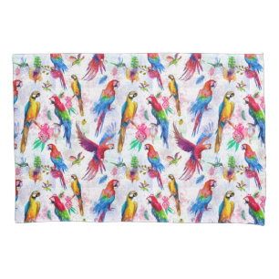 Watercolor Style Parrots Pillowcase