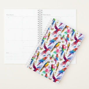 Watercolor Style Parrots Planner