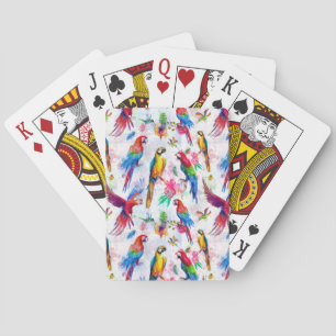 Watercolor Style Parrots Playing Cards